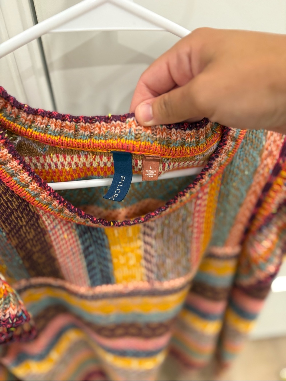 Anthropologie Pilcro Ruffle Striped Sweater Size Large - Picture 3 of 7